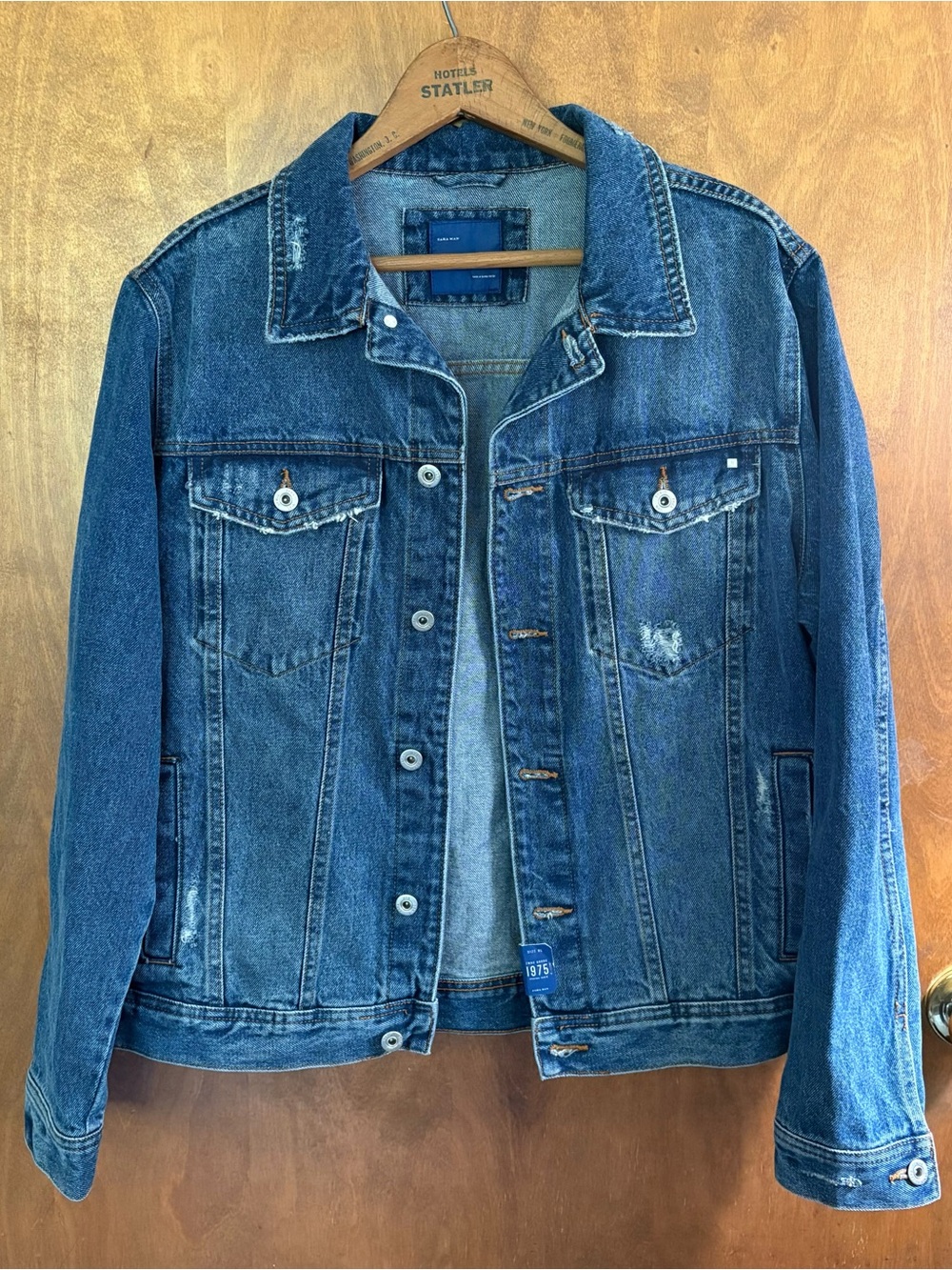Zara Men's Blue Denim Button Down Jacket NWT XL Country Western Rodeo Grunge Y2K